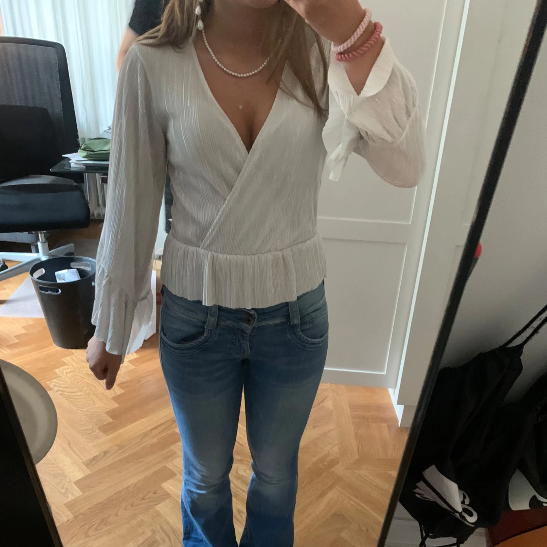 Vit glittrande blus - 3