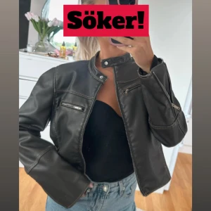 Svart skinn/biker racer jacket - SÖKER!! Helst storlek S eller M (34-36) 🙏🏼❤️ 