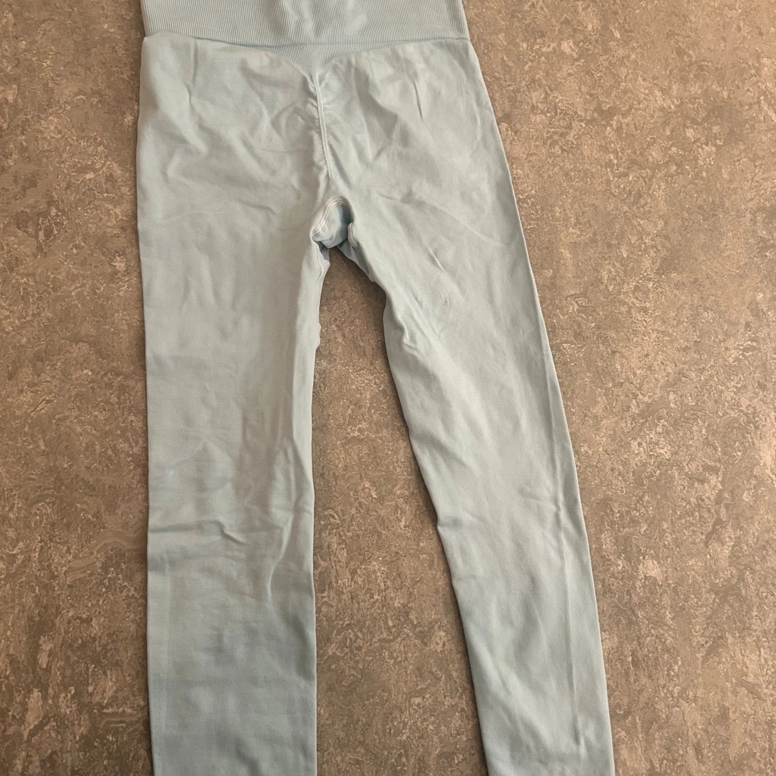 Ljusblå leggings med hög midja - 1