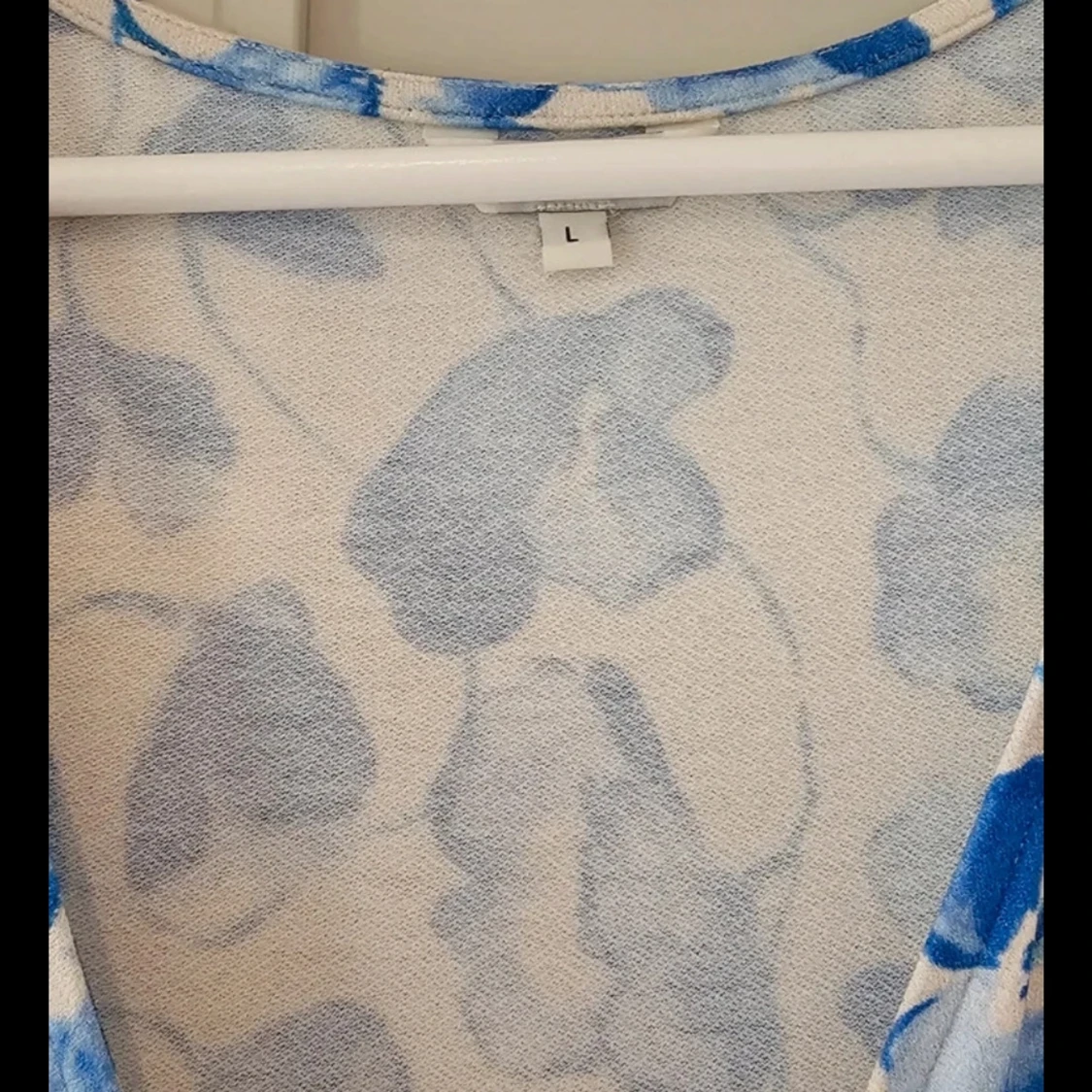 Blommig omlottklänning blå/vit L - 2