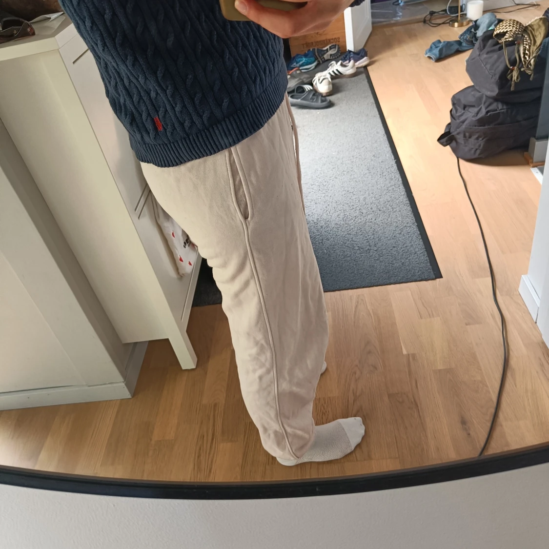 Ljusrosa mjukisbyxor med snörning - 1