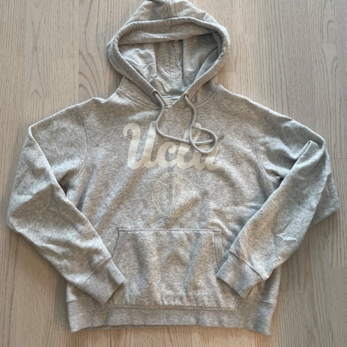 Grå UCLA hoodie med huva