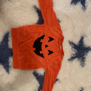 Orange tröja med pumpatryck KappAhl - Superhärlig orange tröja från KappAhl med ett svart pumpa-ansikte på framsidan. Perfekt för halloween eller höstmys! Mjuk och skön med långa ärmar och klassisk passform. Snygg att matcha med jeans eller leggings.