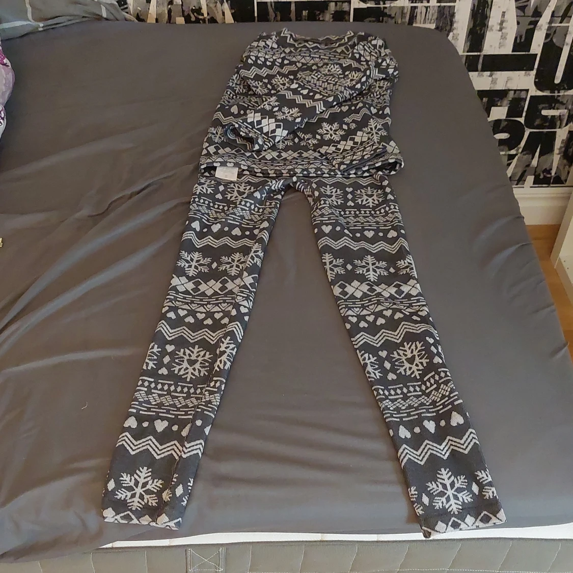 Svarta leggings med vintermönster S