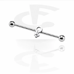 Industrial - Induastrial barbell med feminist/venusmotiv kirurgiskt stål. Oanvänd och oöppnad. Gauge 1,6 mm och 38 mm lång stav. Köpare står för frakt eller hämtas i Borlänge