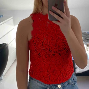  - Röd spetstopp från zara med dragkedja i ryggen
