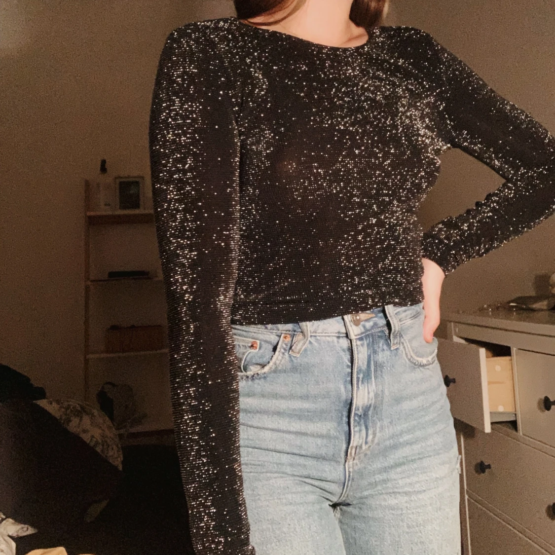 GLITTRIG TRÖJA, MONKI, Strl. S