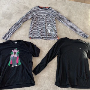 Märkes t-shirts - Patagonia storlek M. Pris 200kr. Mycket bra skick.                Kaws x sesame street storlek M. Pris 150kr. Bra skick. Såld         Randig tröja från Diesel storlek M. Pris 150kr. Bra skick.    Ta alla 3 för 400kr