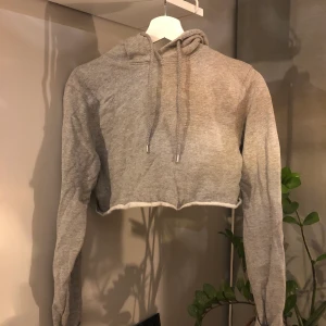 Croppad hoodie - Grå croppad hoodie (klippt själv). Väldigt liten i storleken, snarare strl XS/XXS. Gratis frakt