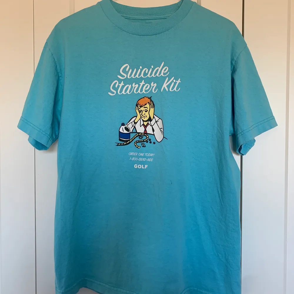 💖Åker bort 21/06 så passa på och köp!!💖             Säljer min älskade ljusblåa golf wang suicide t-shirt, sparsamt använd, frakt 45kr . T-shirts.