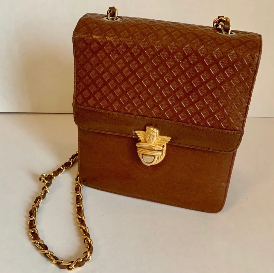 Vintageväska - brun med ängel - 91