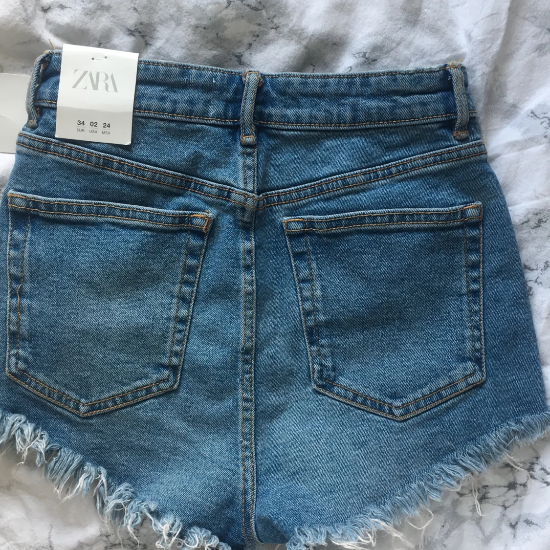 Zara Hi-Rise medium blue shorts - 91