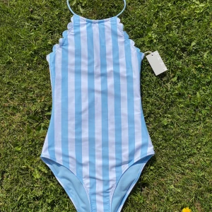 Ny supersöt baddräkt i ljusblå  - Säljer denna supersöta baddräkt i strl XS. Den är slutsåld från WYTE, och lapparna finns kvar då den aldrig är använd. Nypris kostar den 300kr, mitt pris 100kr. Är det många intresserade kan budgivning uppstå. Kan skickas men köpare står för frakt