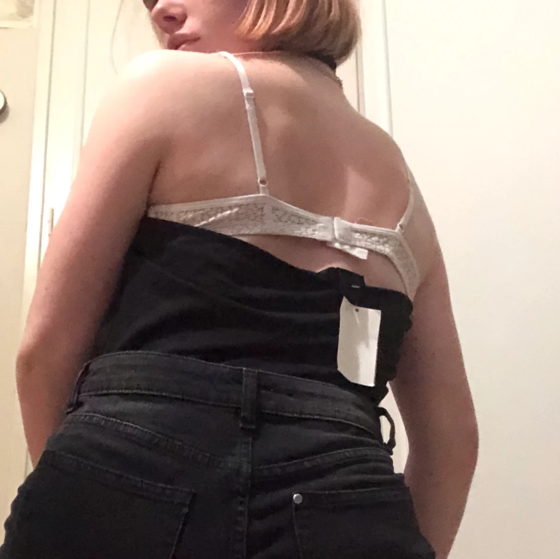 Svart linne med spets - 91