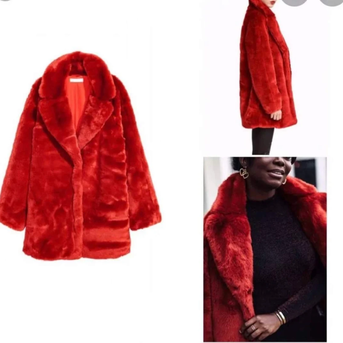 Röd fuskpäls i st 38 - 90