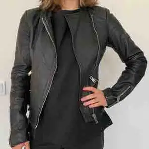 Real Leather Jacket with cool zipper details Brand: Zara Size: XS Colour: Black  Used but still in very good shape.