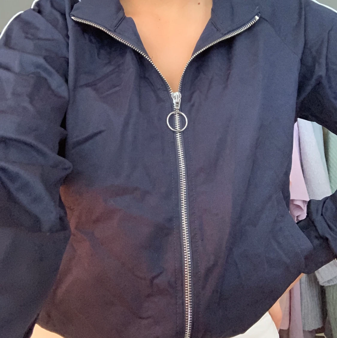 Mörkblå kofta med dragkedja - 90