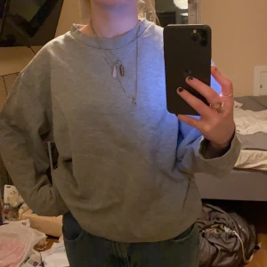 grå crewneck - vanlig helt grå crewneck! super skön och jätte bekväm, rätt oversize💗
