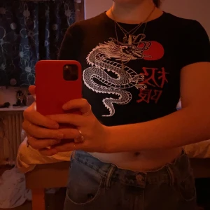 svart babytee - svart babytee / crop top i storlek xxs med en drake på. Säljer eftersom att jag inte tycker den passar mig💗 Super bra skick, så gott som ny eftersom att den inte kom till användning. Jag är normalt stl S-M men skulle säga att sen här tröjan passar ändå. Skriv vid intresse <3