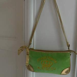 Grön och guldig handväska från juicy couture. Sparsamt använd och är i bra skick. Köpt secondhand.      Köparen står för frakt.
