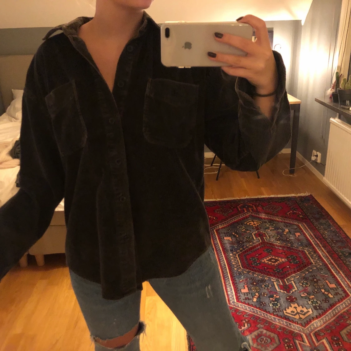 Mörkgrå Manchesterskjorta  - 90