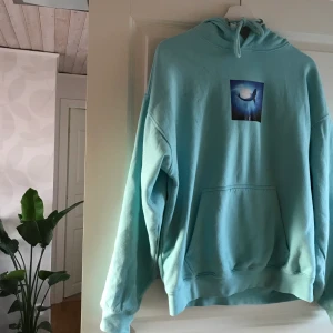 Ljusblå Hoodie - Säljer denna supermysiga oversized hoodie med fint delfintryck köpt på Carlings 💙🐬 Passar allt från XS-L beroende på hur man vill att den ska sitta. Frakt tillkommer! 😇