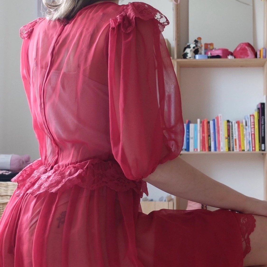 röd transparent klänning  - 91