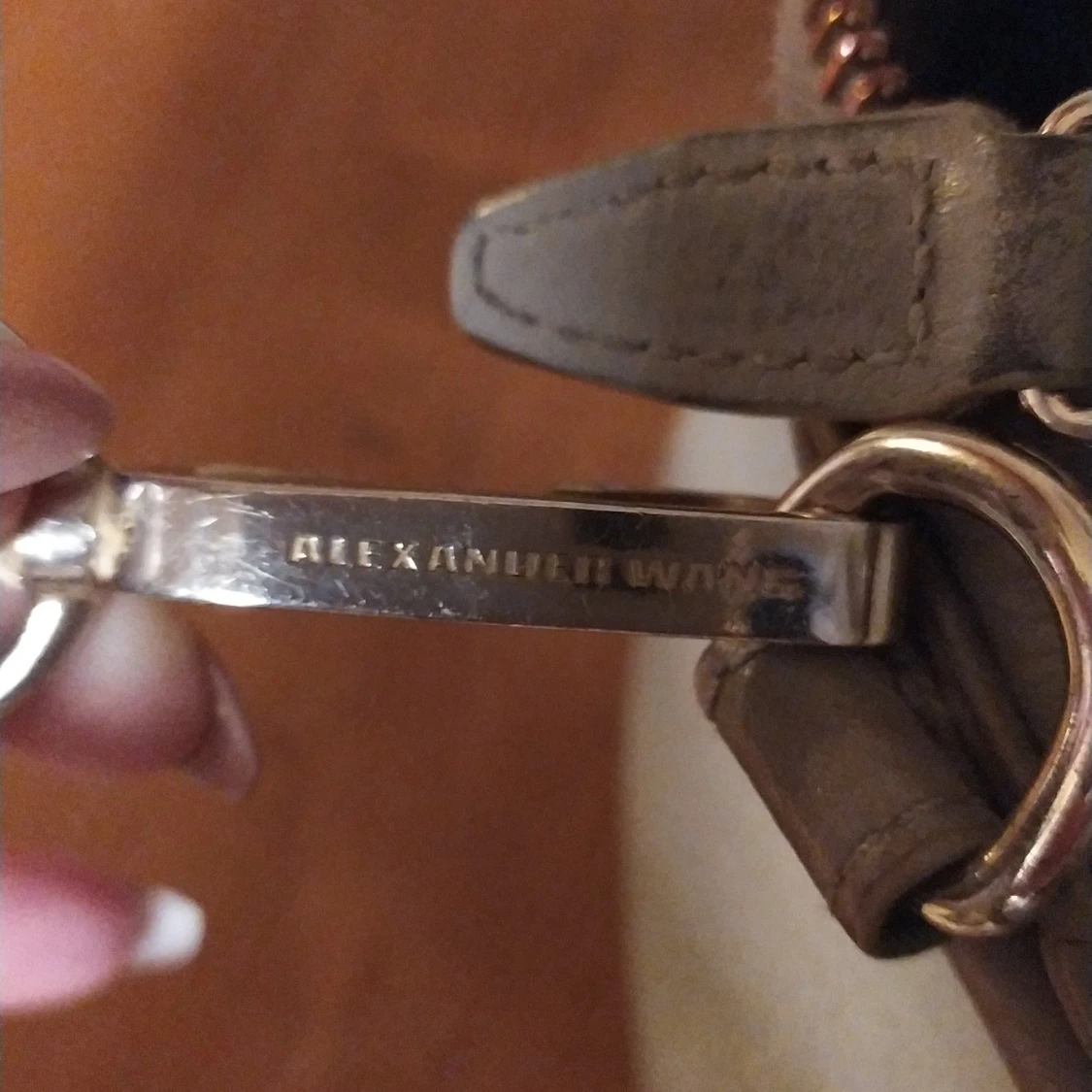 Äkta Alexander Wang väska, grå med guldnitar