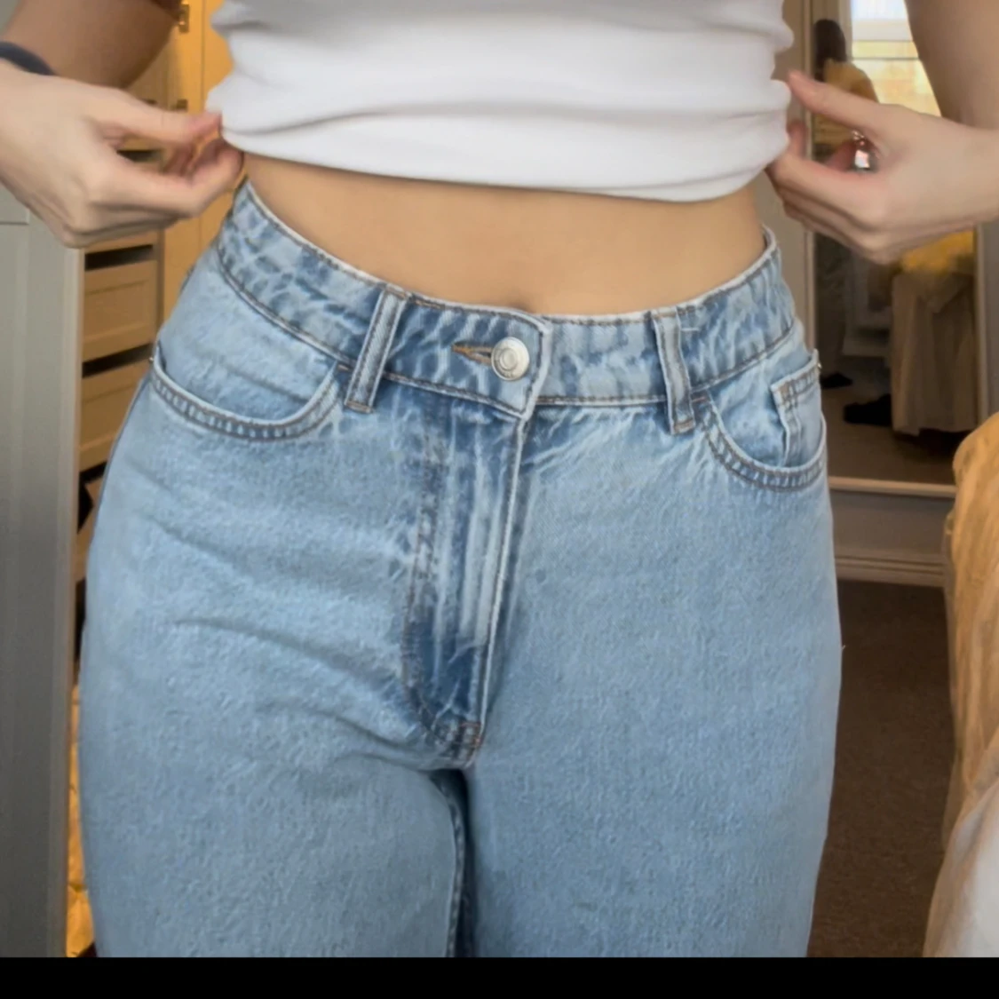 Blå straight leg jeans