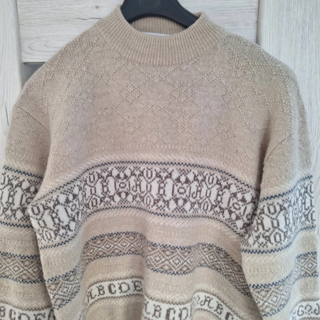 Vintage stickad tröja i ullmix  - 90