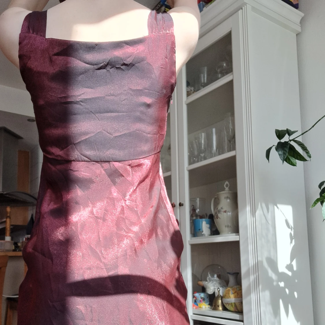 Vinröd balklänning, satin - 91