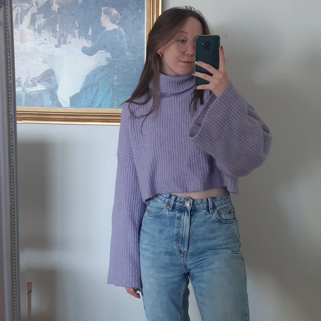 Cropped stickad tröja - 90