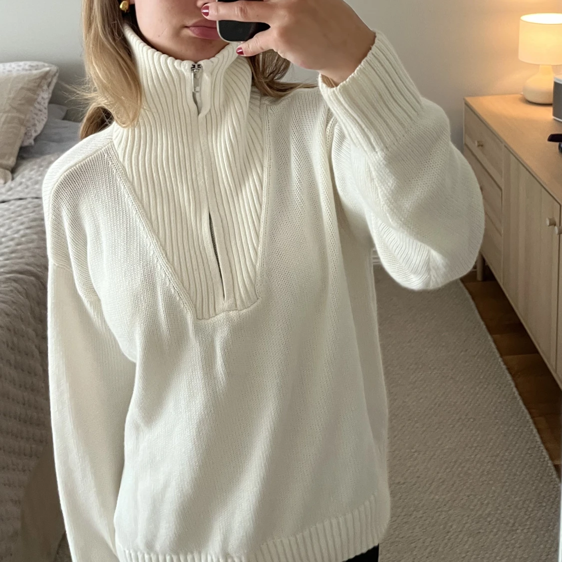 Stickad zip tröja  - 90