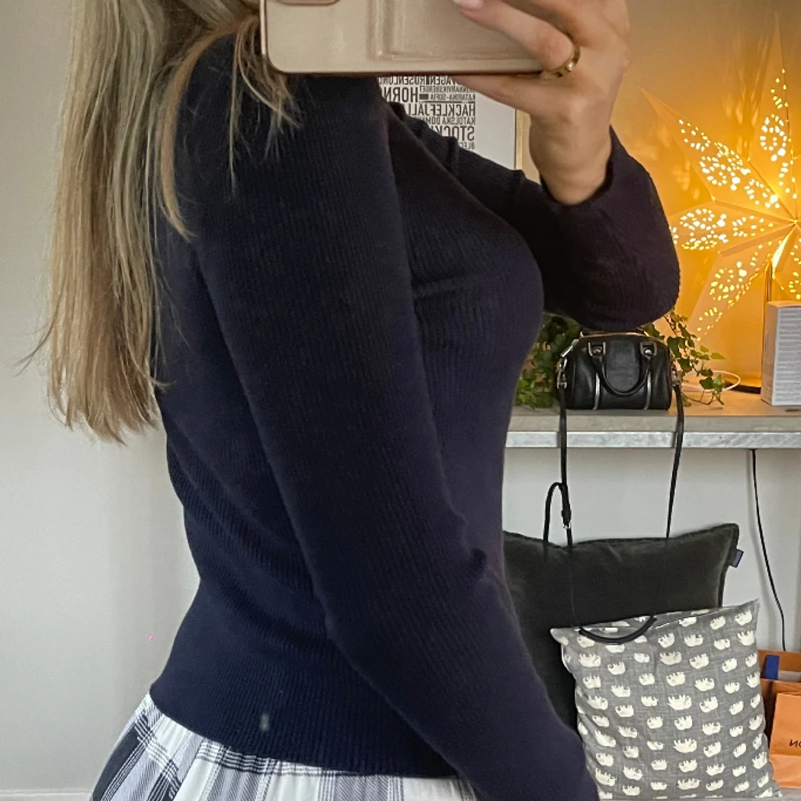 Marinblå stickad tröja💘 - 90