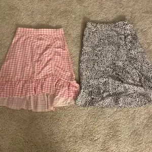 Säljer dessa två kjolarna i olika mönster, den rosa är från Ginatricot i storlek XS och den prickiga är från Shein i storlek 140💞 man kan köpa båda två men även bara en av de