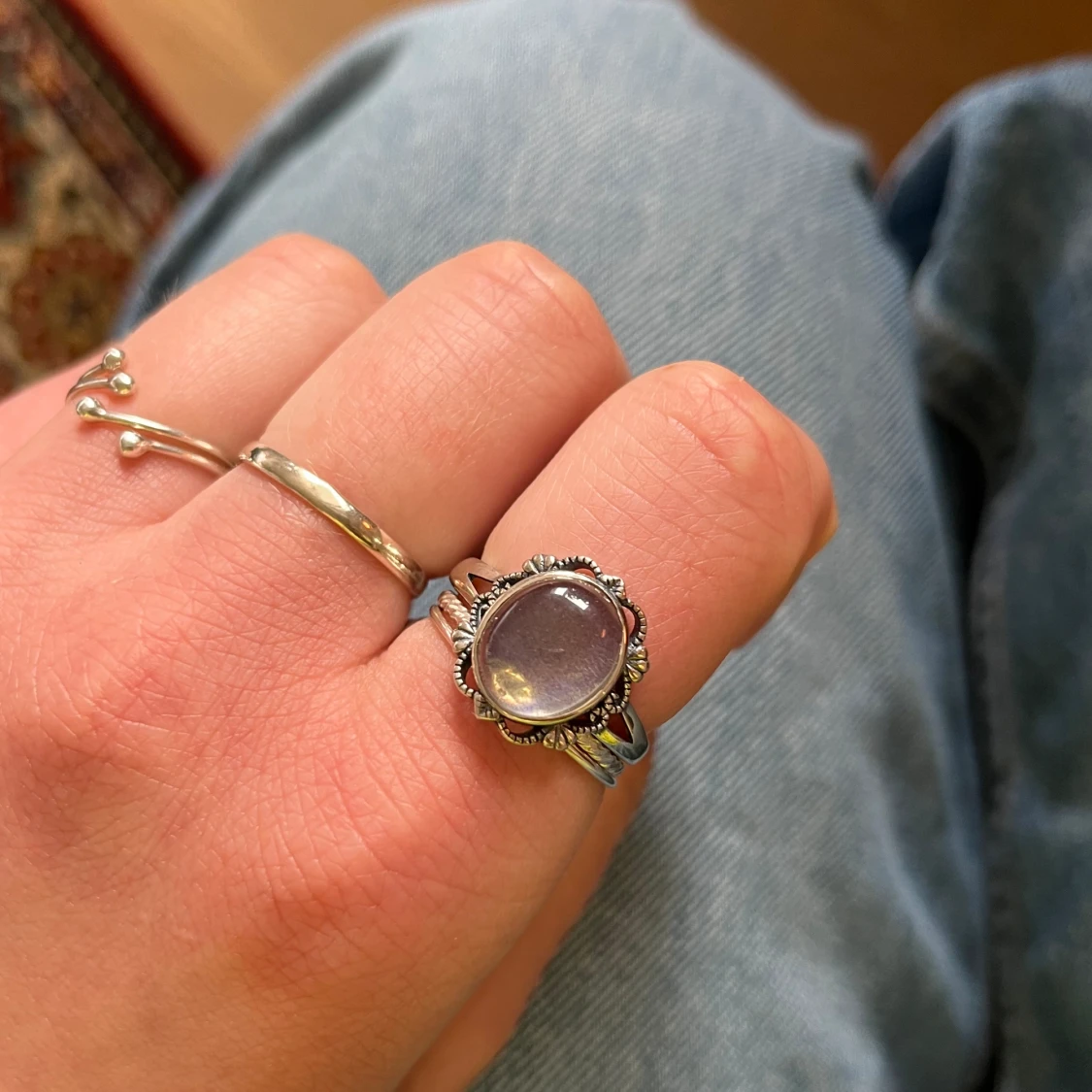 äkta silver ring med månsten