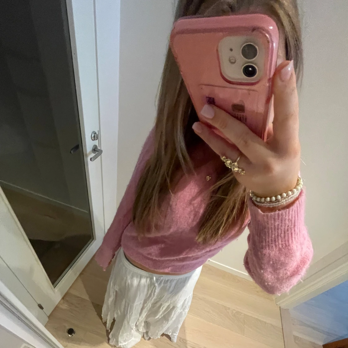 Rosa stickad tröja - 92