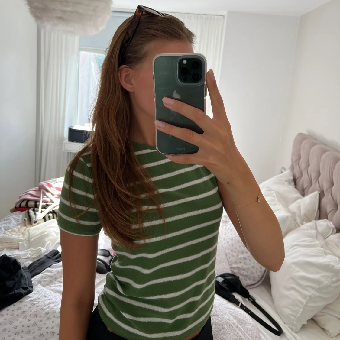 Grön randig topp - 90