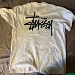 Stussy t-shirt - Stussy tröja size M, några få små blåa prickar på baksidan den är annars i bra skick. Går säkert att tvätta bort fläckarna med fläckborttagning. 
