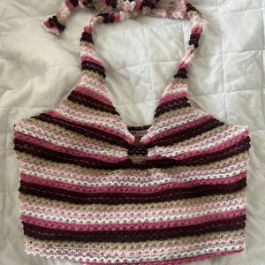 Halterneck topp shein - Randig virkad eller stickad 