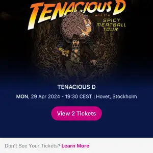 hej! säljer två stycken tenacious d biljetter för konserten nu ikväll den 29/04/2024, sittplatser i sektion A23 (bra platser!) köpta för 900kr styck 🩷(priset gäller styckvis och kan diskuteras)