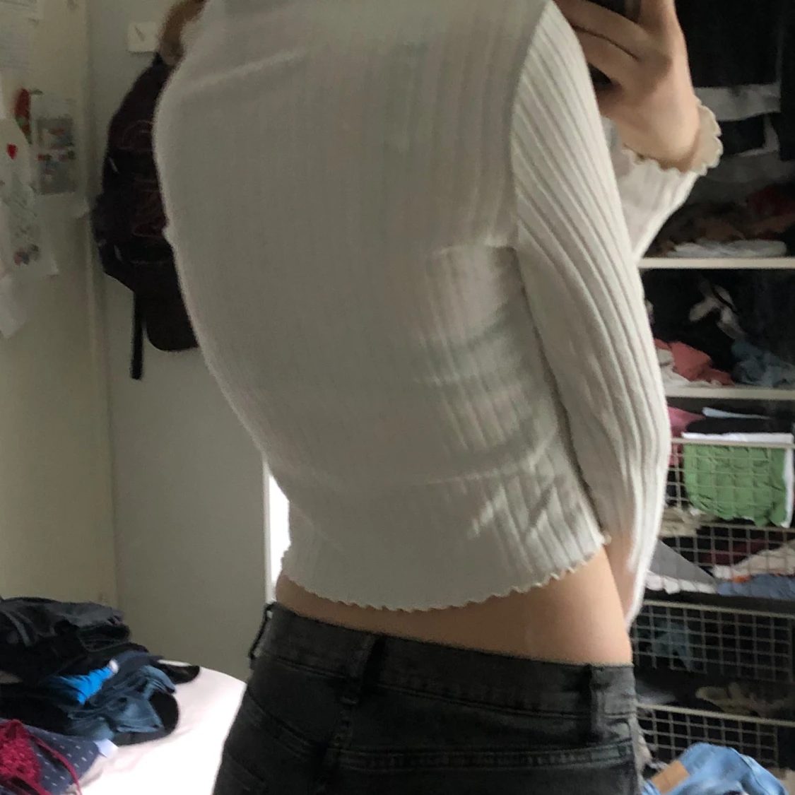 Vit långärmad tröja - 90