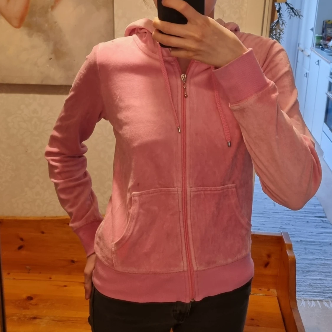 Velour rosa hoodie  - 90