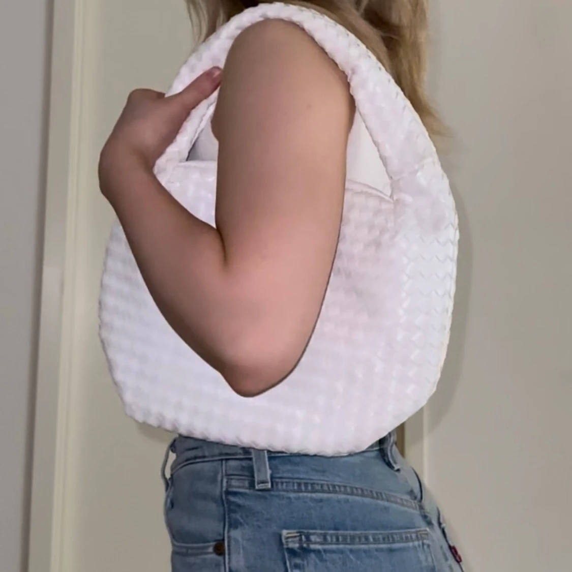 Flätad vit väska - 91