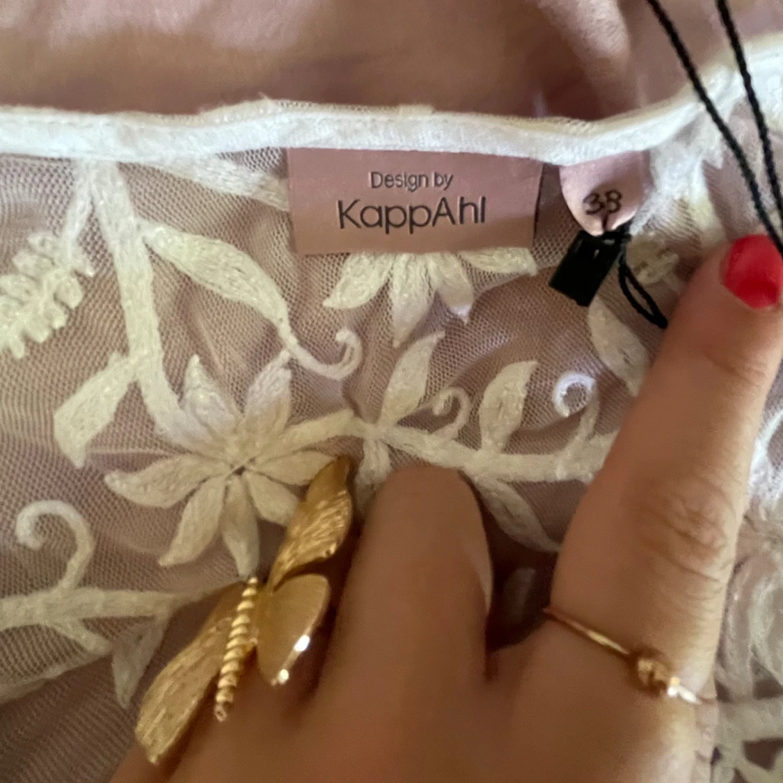 Vit trekvartsärmad blus  - 90