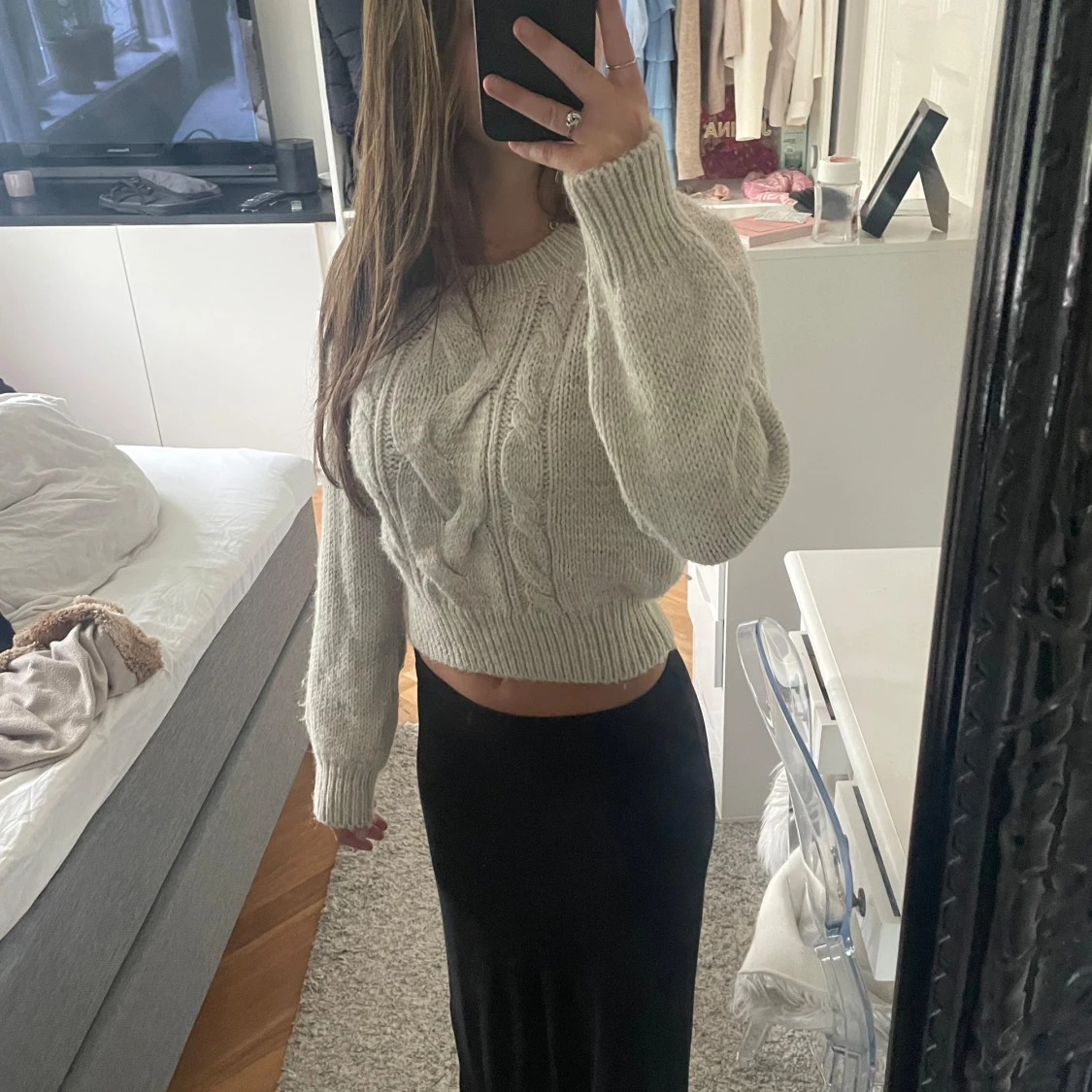 Croppad stickad tröja