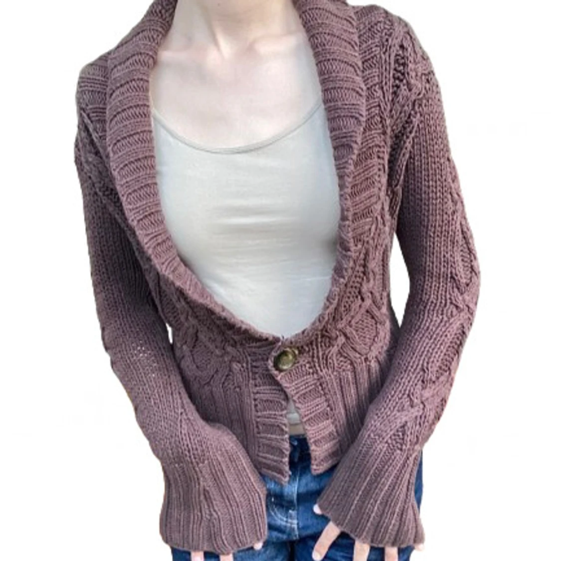 Brun stickad kofta - 91