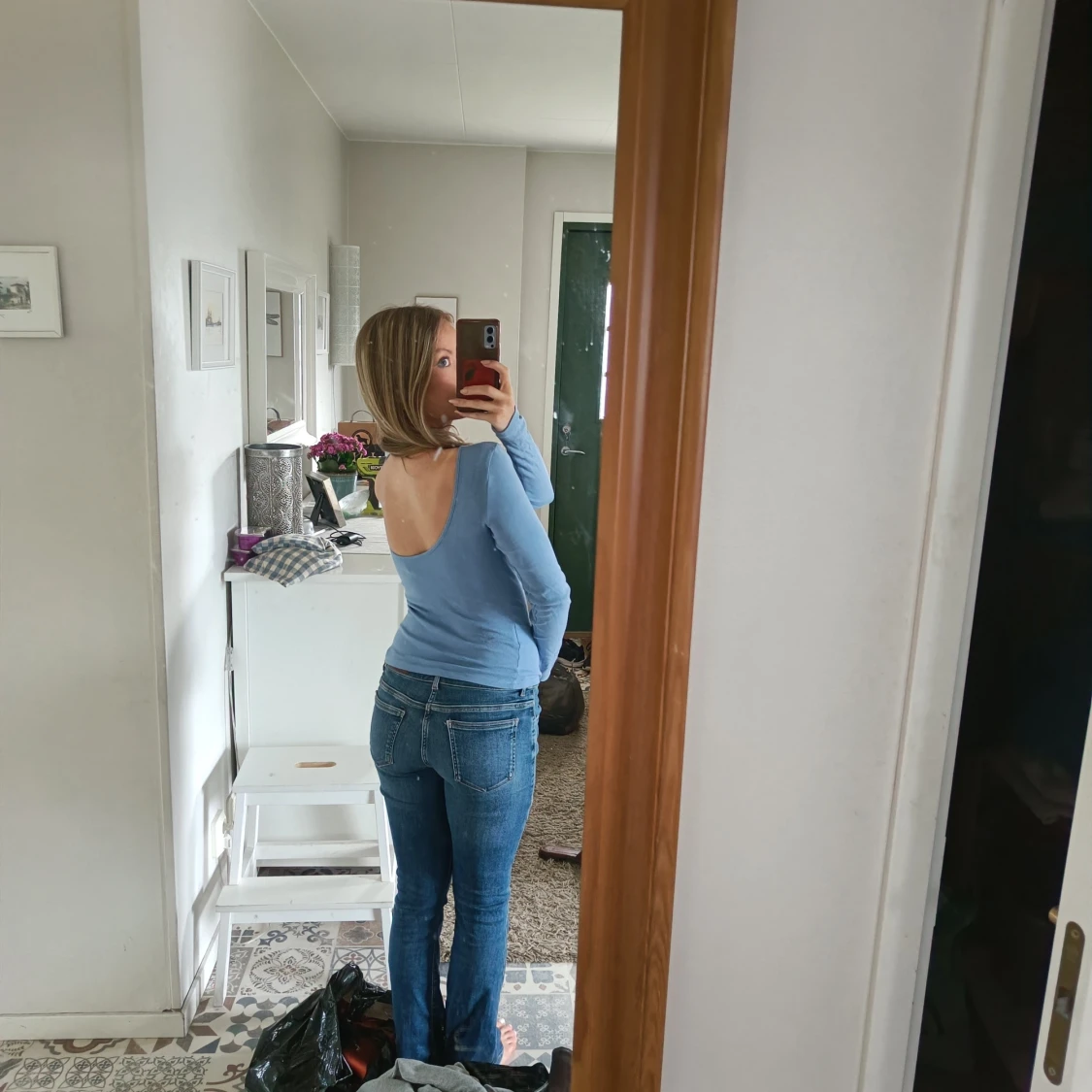 Blå långärmad - 90