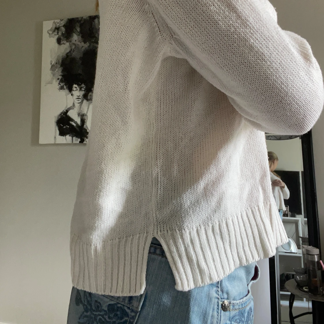 Vit stickad tröja - 90