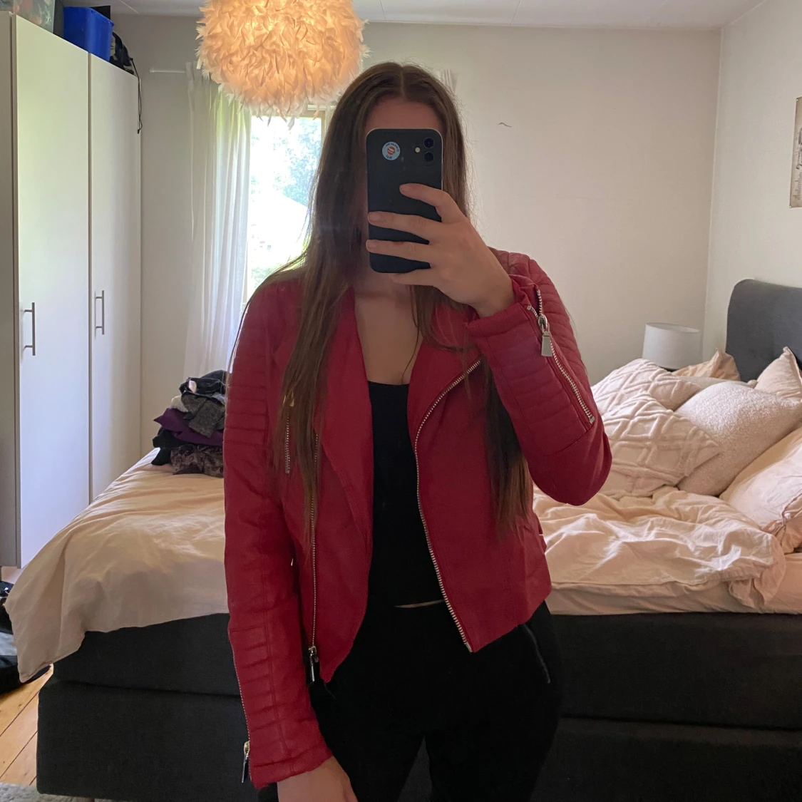 Röd skinnjacka - 90